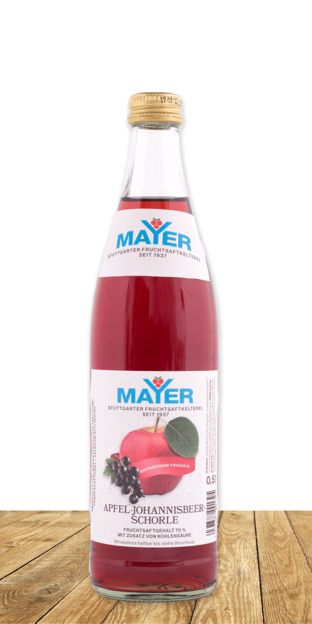 Erfrischend-spritziger Schorle mit mindestens 70 % Fruchtgehalt
