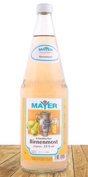 Echter schwäbischer Klassiker: Birnenmost, vergoren mit 5,6 % Alkohol.
