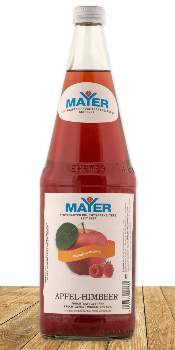 Sommerfrucht Himbeere mit dem klassischen Apfel.